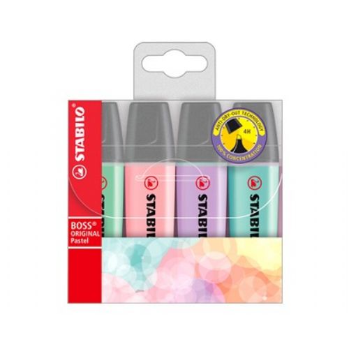 EVIDENZIATORI STABILO BOSS CONFEZIONE 4 PZ COLORI ASSORTITI PASTEL